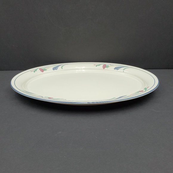 Lenox Chinastone Poppies on Blue Serving Platter Large Oval Dish - Picture 6 of 8